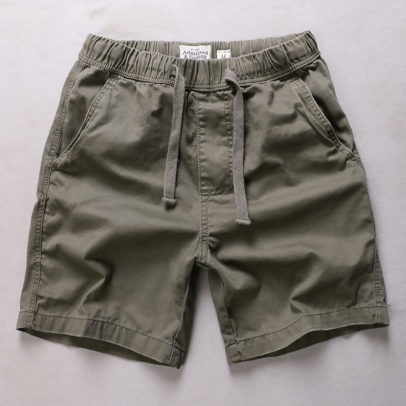 Men's Outdoor Leisure Elastic-Waist Beach Shorts, close-up detail