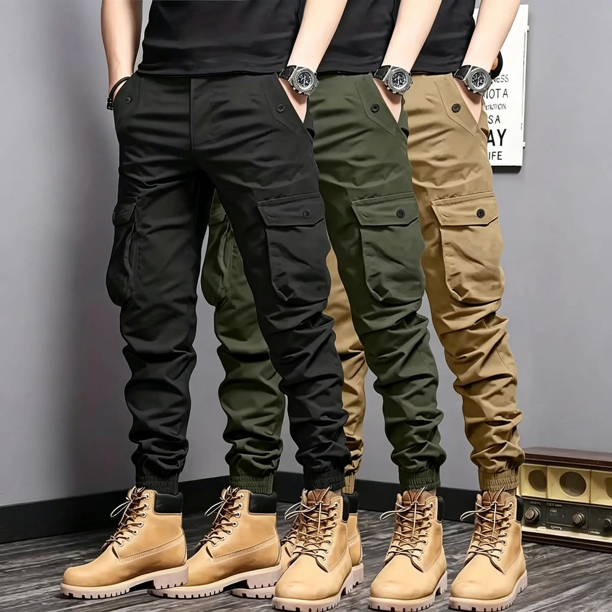 Men's Multi-Color Cargo Joggers Tactical Workwear