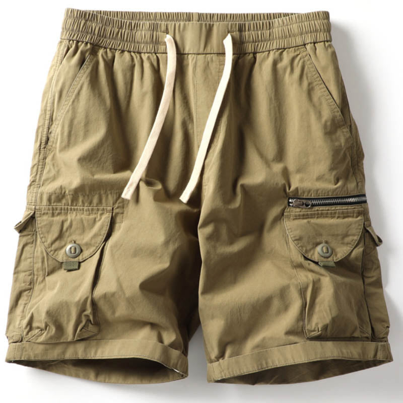Men's Casual Elastic-Waist Multi-Pocket Shorts, styling detail