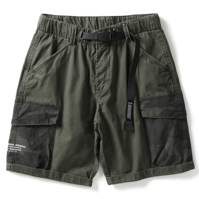 Men's Casual Camo Panel-Pocket Utility Shorts, size and color chart