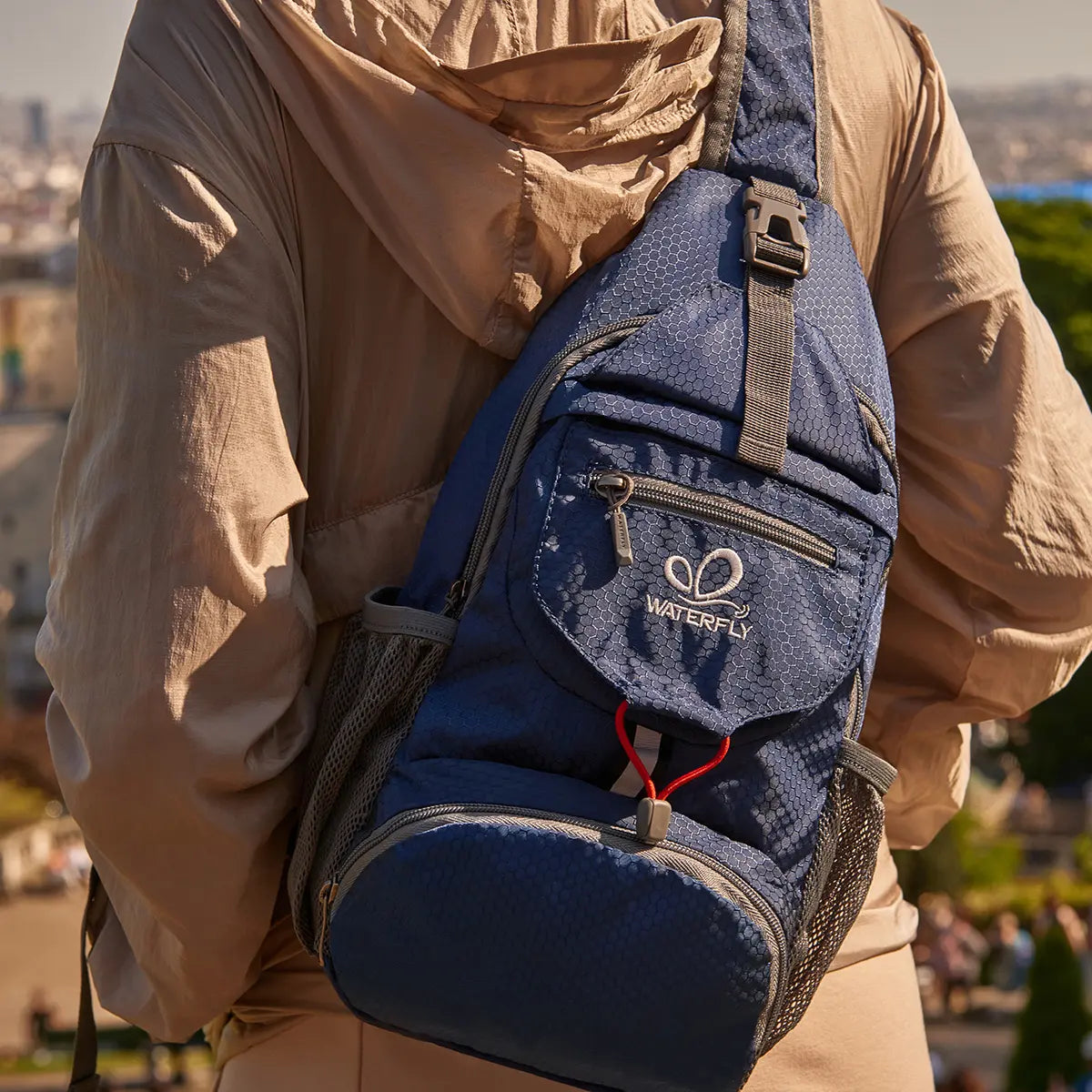 Packable Nylon Sling Backpack – Lightweight Crossbody Chest Bag for Hiking & Travel