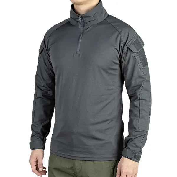 Men's Camo Half-Zip Stand Collar Long-Sleeve Top - Stretch Outdoor Layer