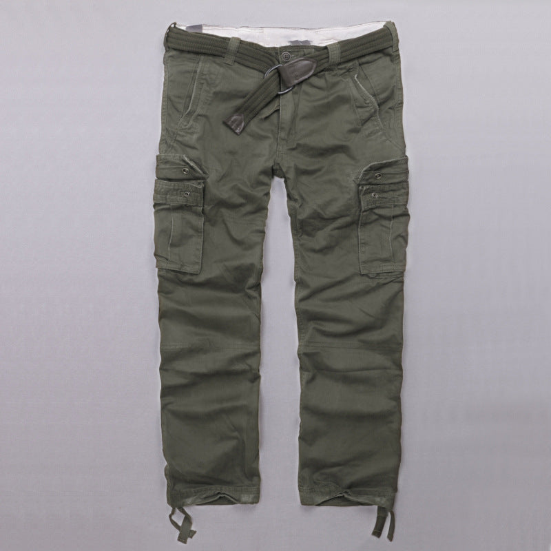 Casual Camo Military Multi-pocket Men's Straight Pants, front view