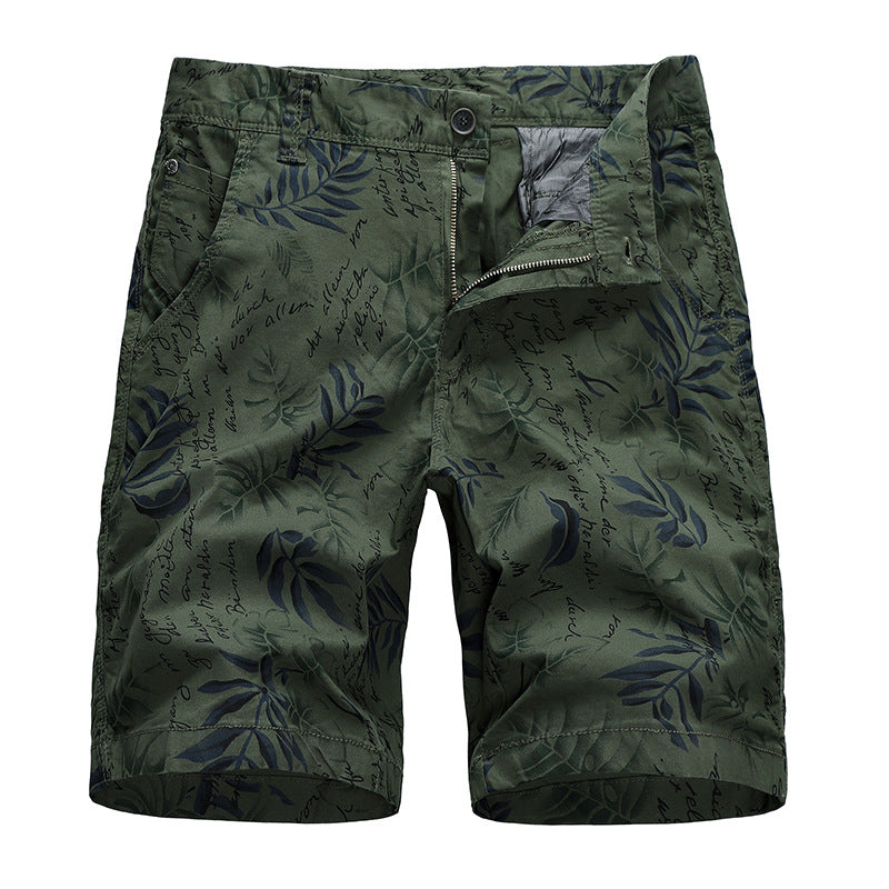 New Men's Leaves Printed Beach Shorts, styling detail