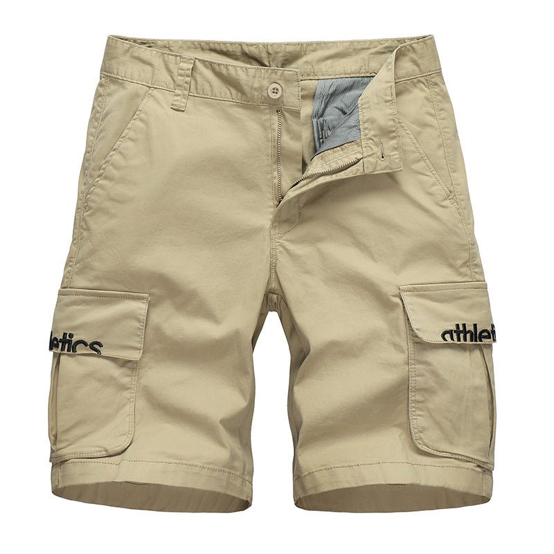 Men's Loose Embroidered-Pocket Shorts, close-up detail