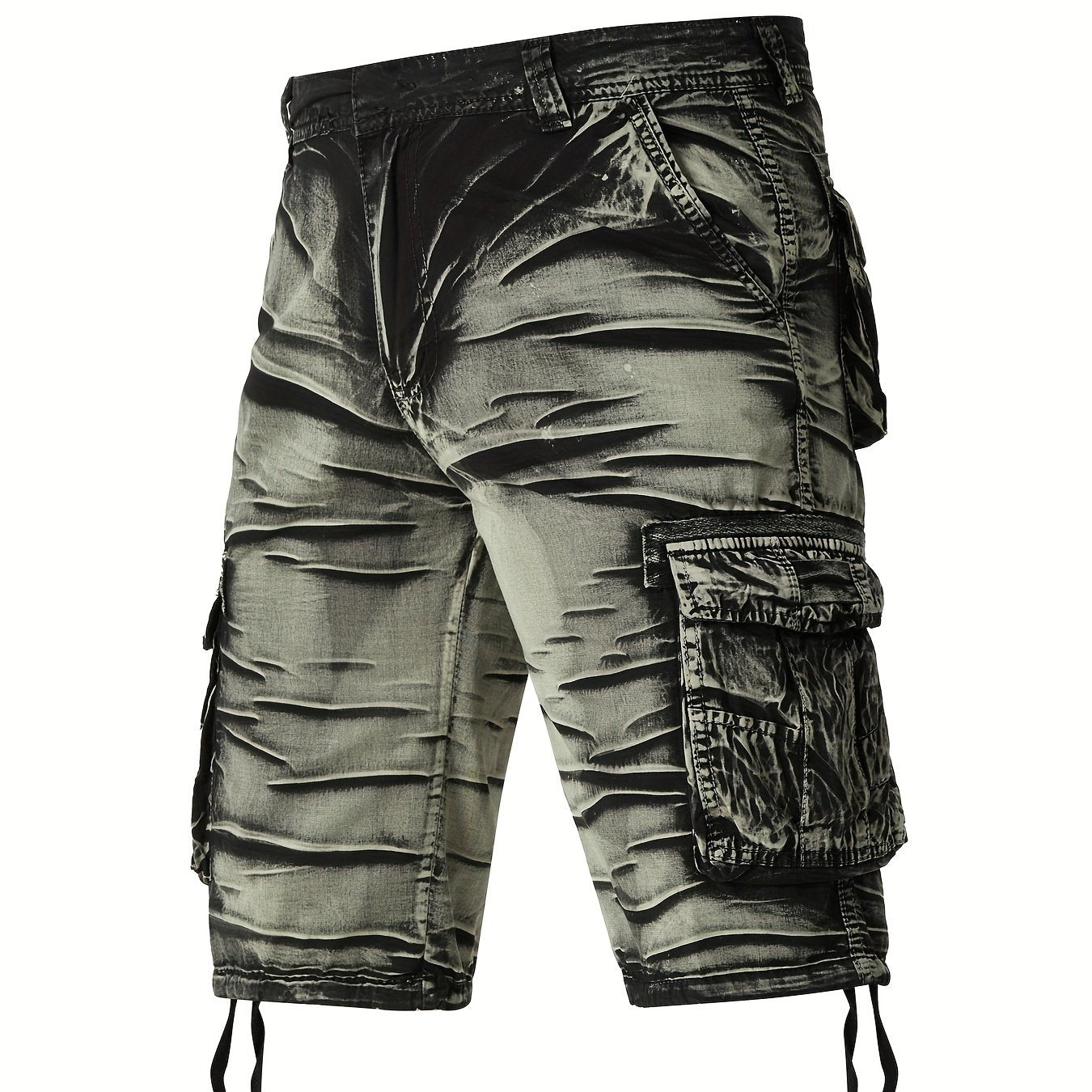 Men's Camo Cotton Cargo Shorts, waist detail