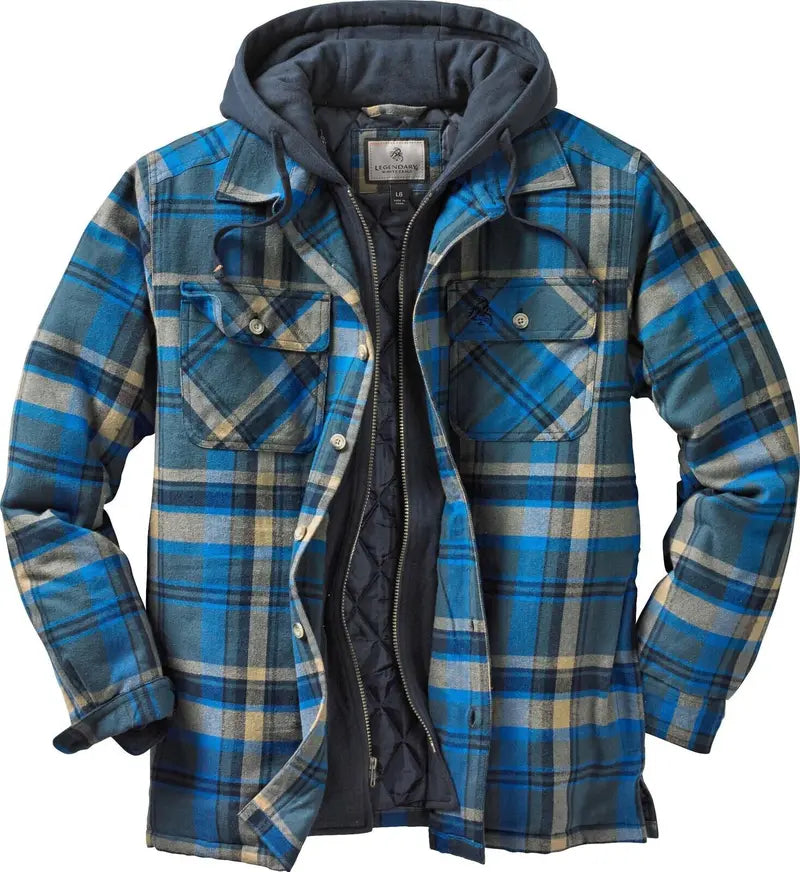 Men's Insulated Hooded Flannel Shirt Jacket – Quilted Lining, S–5XL