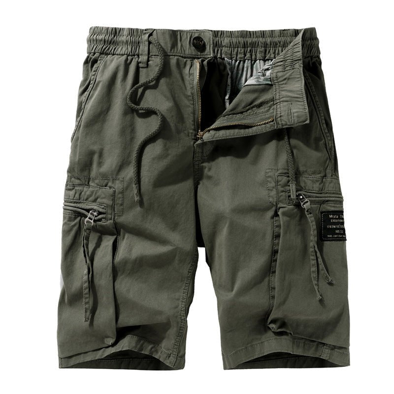 Men's Casual Solid Color Zipper-Pocket Shorts, fabric detail