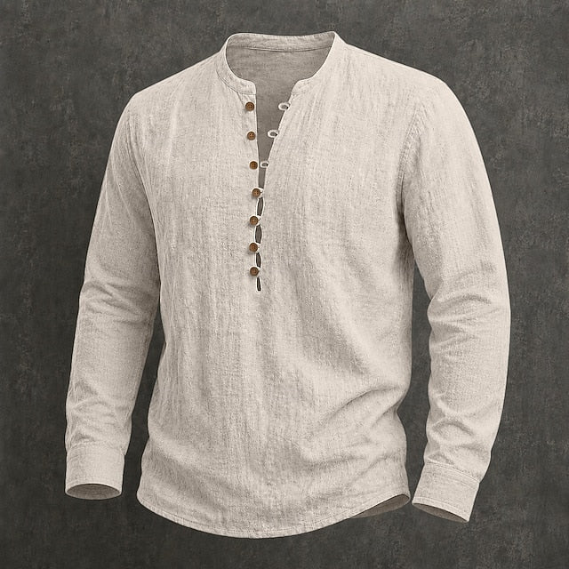 Men's Linen Short Sleeve Popover Shirt — Casual Summer Button Shirt