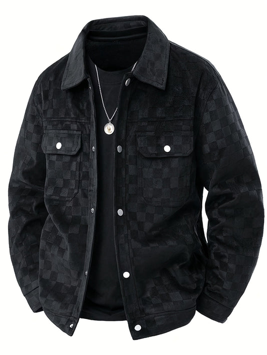 Men’s Printed Snap Button Utility Jacket With Chest Pockets