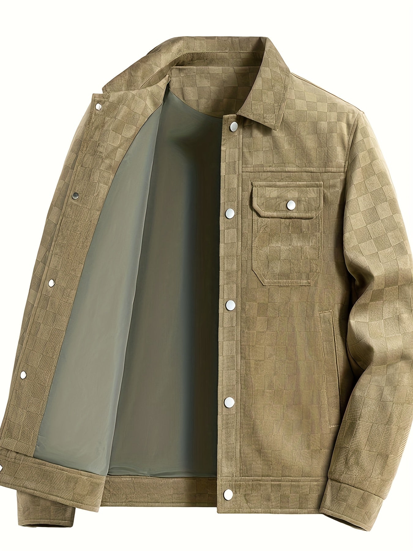 Men’s Printed Snap Button Utility Jacket With Chest Pockets