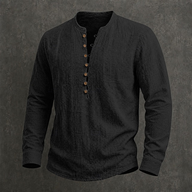 Men's Linen Short Sleeve Popover Shirt — Casual Summer Button Shirt