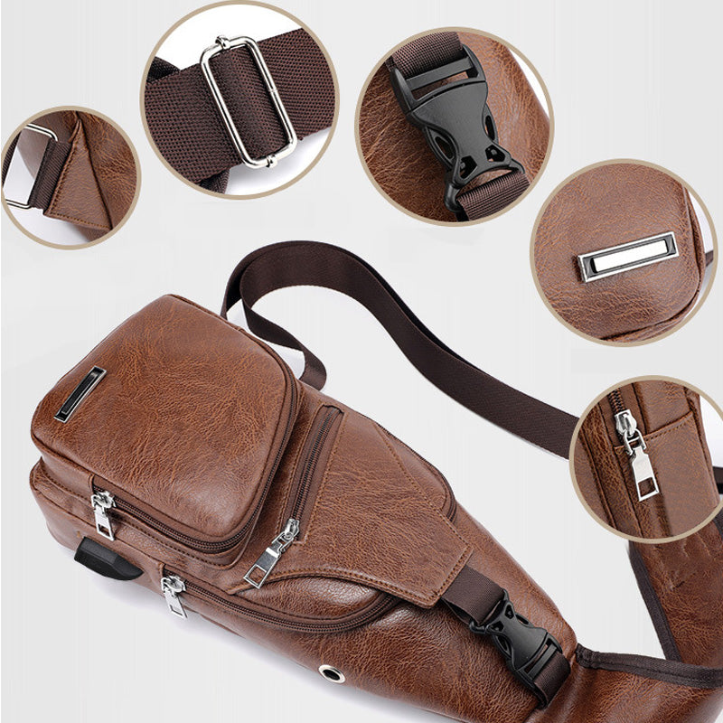 😎Men's Multifunctional High Quality Leather Chest Bag