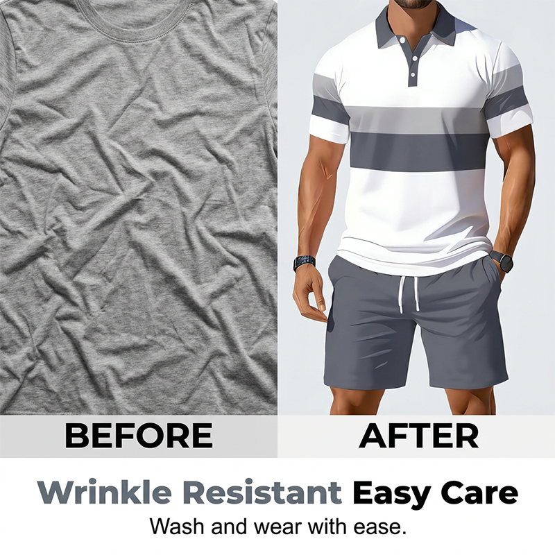 Men's Two-Piece Shirt and Shorts Set, fabric detail