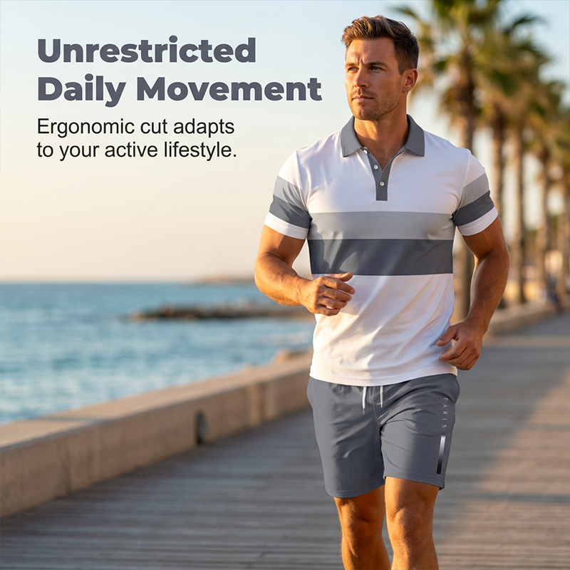 Men's Two-Piece Shirt and Shorts Set, back view