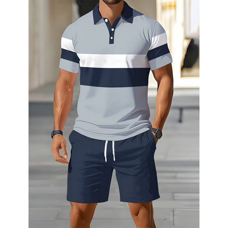 Men's Two-Piece Shirt and Shorts Set, styling detail