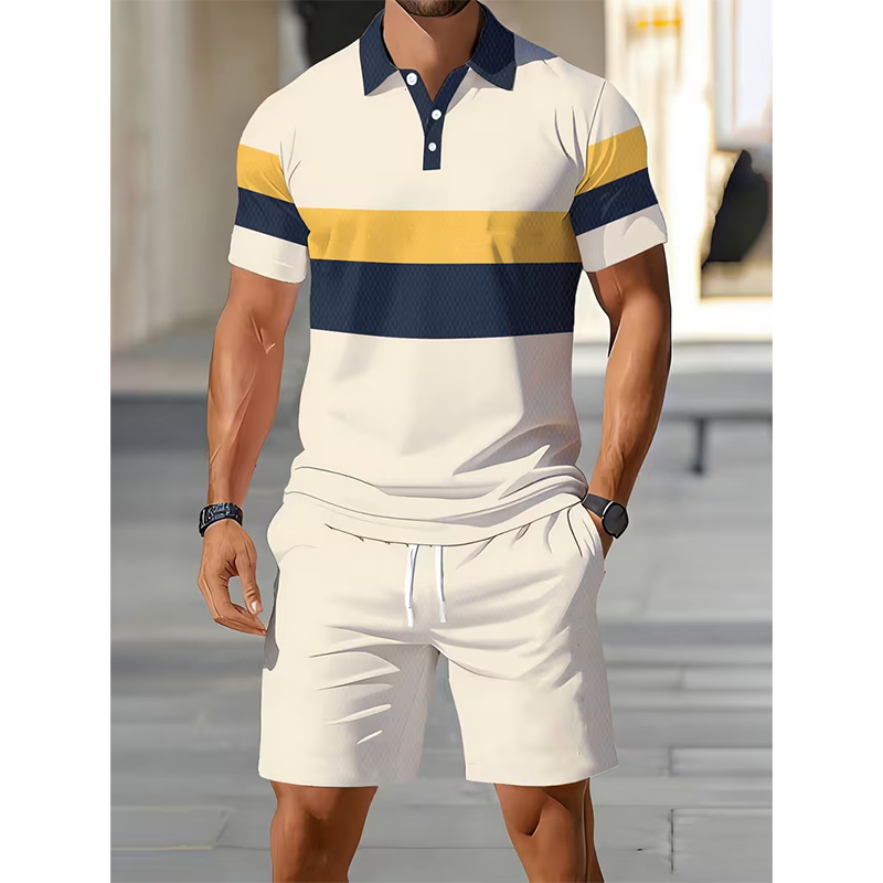 Men's Two-Piece Shirt and Shorts Set, waist detail