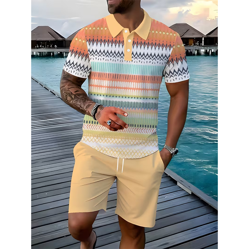 Men's Two-Piece Shirt and Shorts Set, detail view