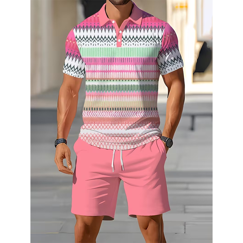 Men's Two-Piece Shirt and Shorts Set, front view