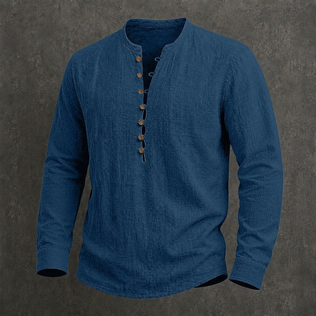 Men's Linen Short Sleeve Popover Shirt — Casual Summer Button Shirt