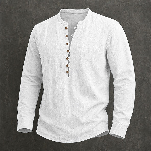Men's Linen Short Sleeve Popover Shirt — Casual Summer Button Shirt