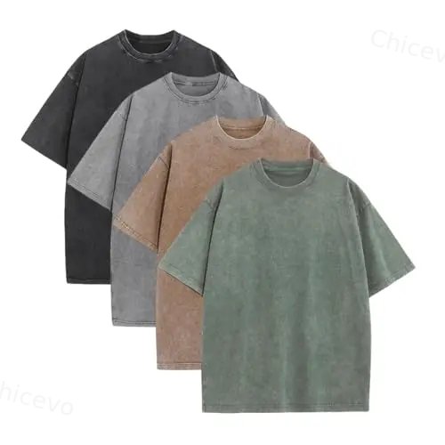 1/4 Pack Oversized Tshirts Unisex Gym Vintage Heavyweight T Shirts Cottonn