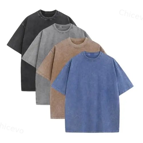 1/4 Pack Oversized Tshirts Unisex Gym Vintage Heavyweight T Shirts Cottonn