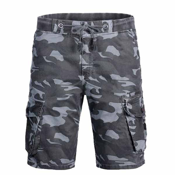 Men's Elastic-Waist Strap Camo Shorts, close-up detail