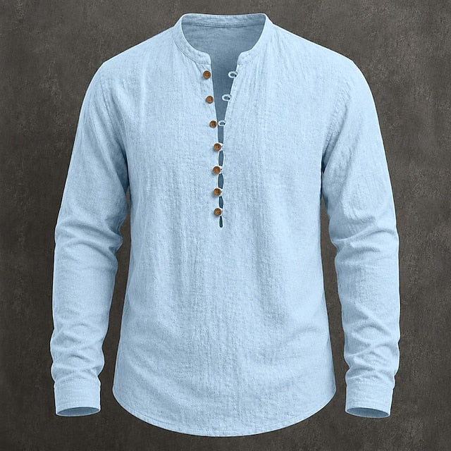 Men's Linen Short Sleeve Popover Shirt — Casual Summer Button Shirt