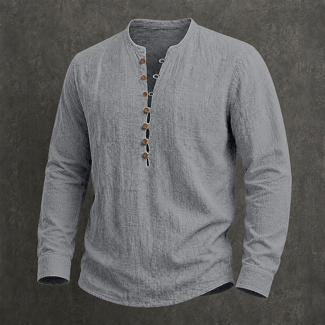 Men's Linen Short Sleeve Popover Shirt — Casual Summer Button Shirt