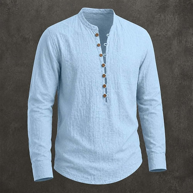Men's Linen Short Sleeve Popover Shirt — Casual Summer Button Shirt